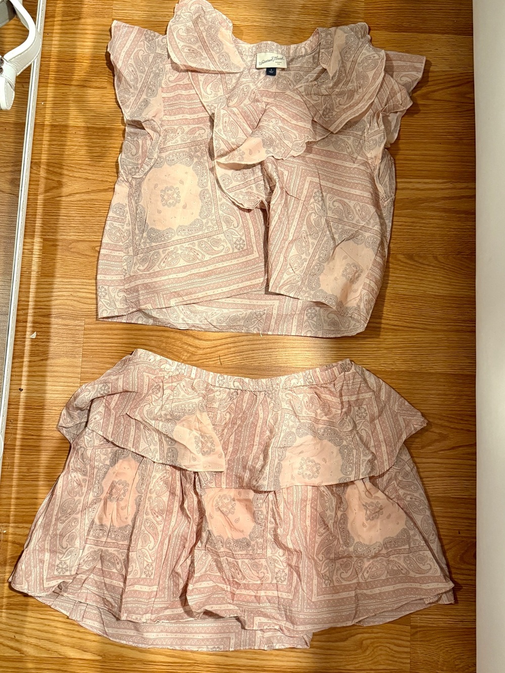 Universal Thread Pink Paisley Ruffle Two Piece Skirt Set S/M